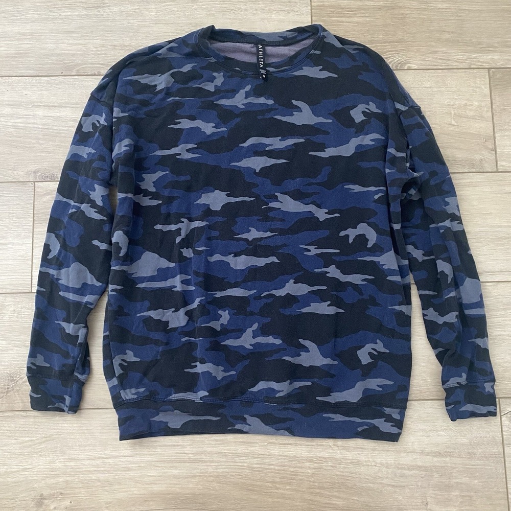 Athleta Camo Print Sweatshirt Women M Studio To Street Pullover Tencel Modal‎